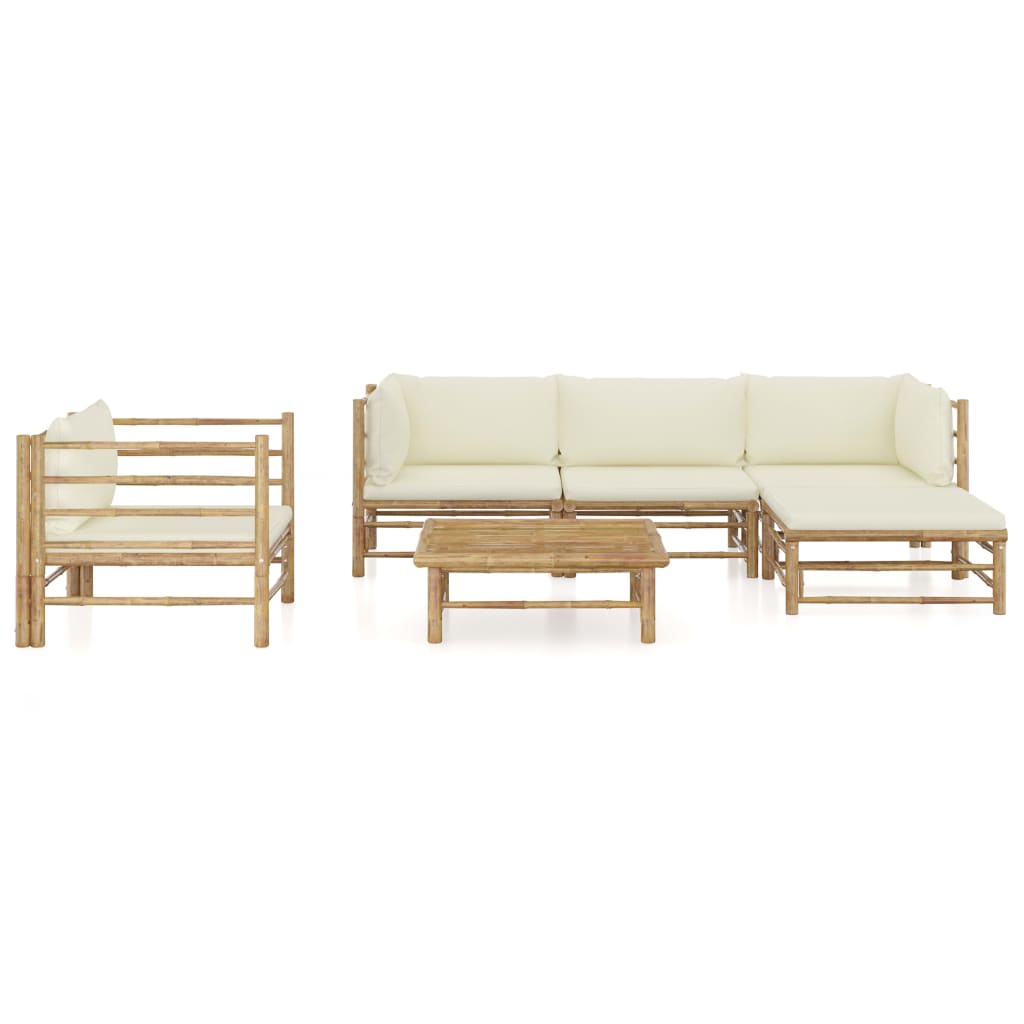 

vidaXL 6-delige Loungeset met crèmewitte kussens bamboe