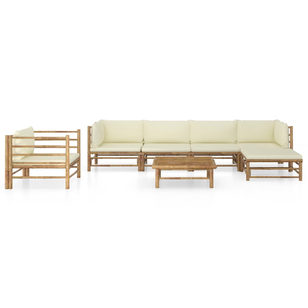 

vidaXL 7-delige Loungeset met crèmewitte kussens bamboe