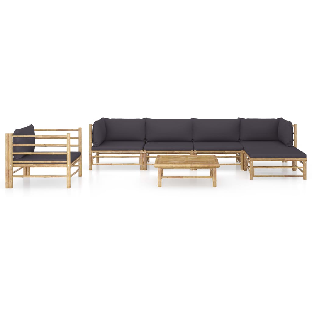 

vidaXL 7-delige Loungeset met donkergrijze kussens bamboe