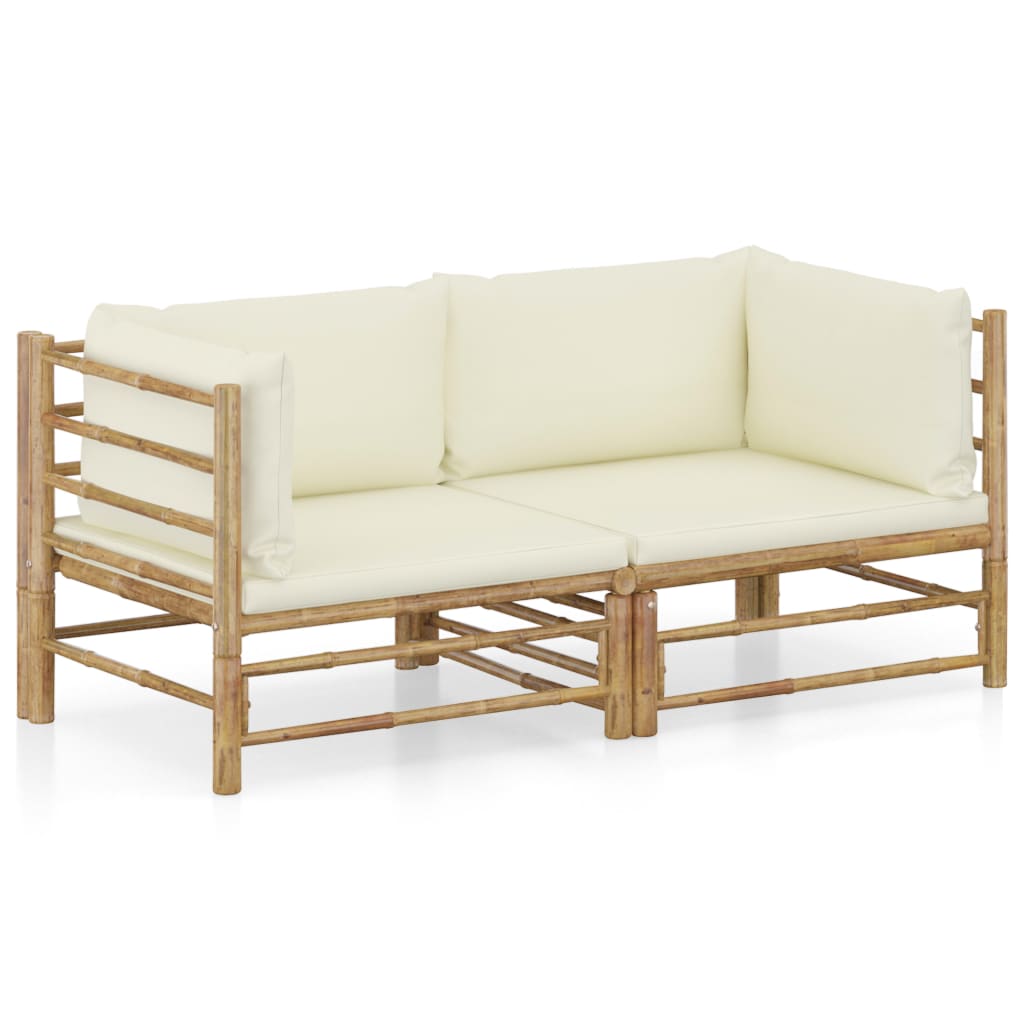 vidaXL Set mobilier de grădină, 2 piese, perne alb crem, bambus de la vidaxl imagine noua