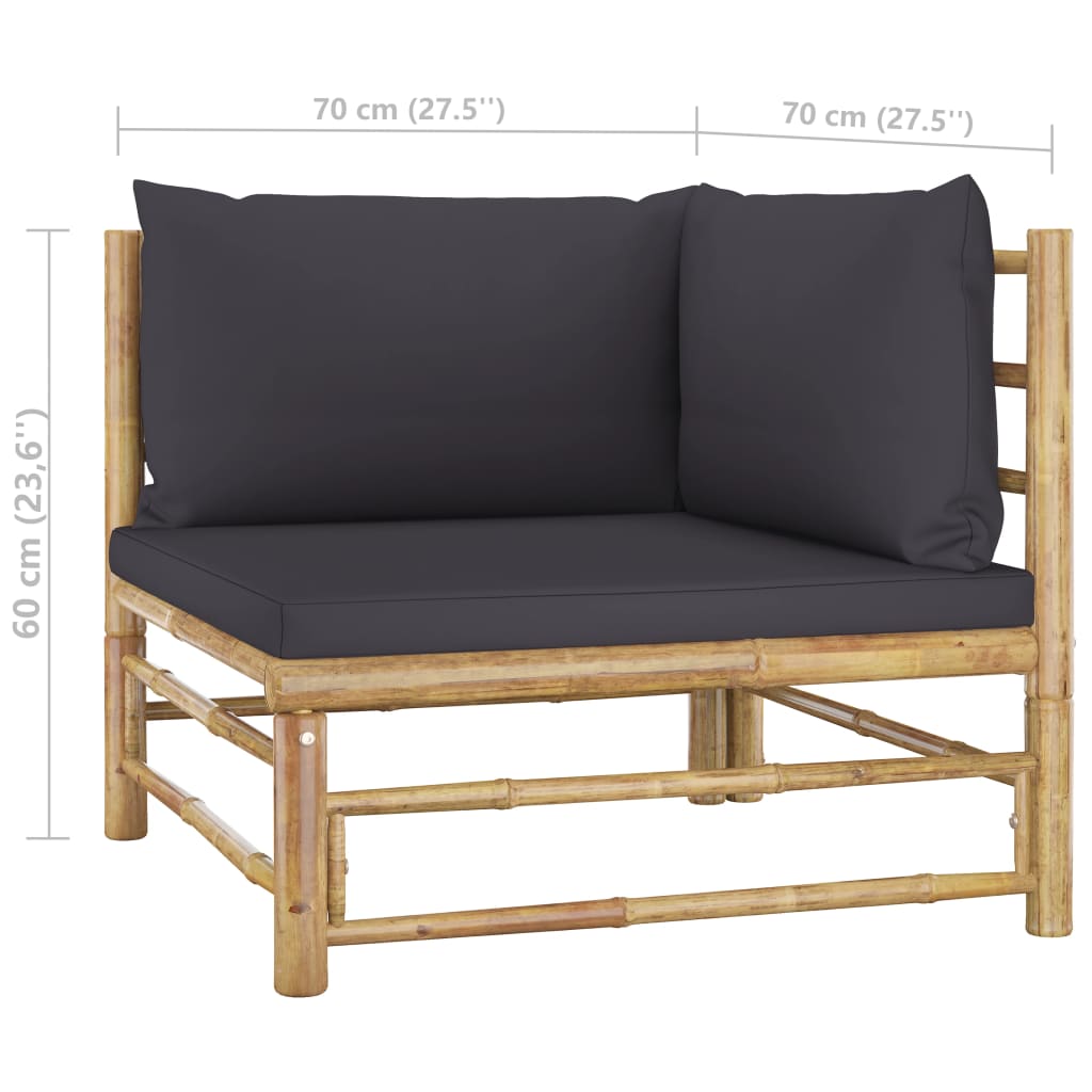 Zestaw wypoczynkowy bambusowy, 4 sofy, stół, poduszki