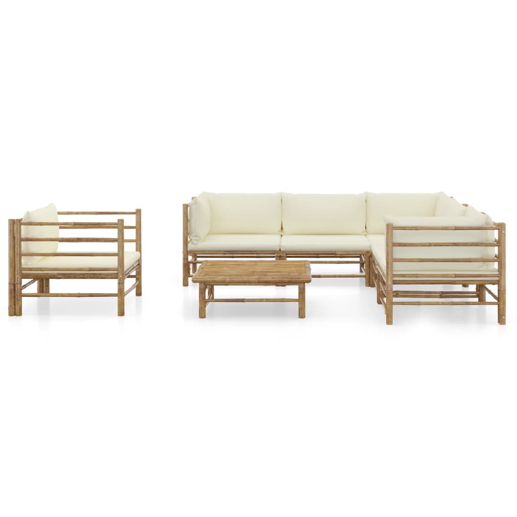 

vidaXL 7-delige Loungeset met crèmewitte kussens bamboe