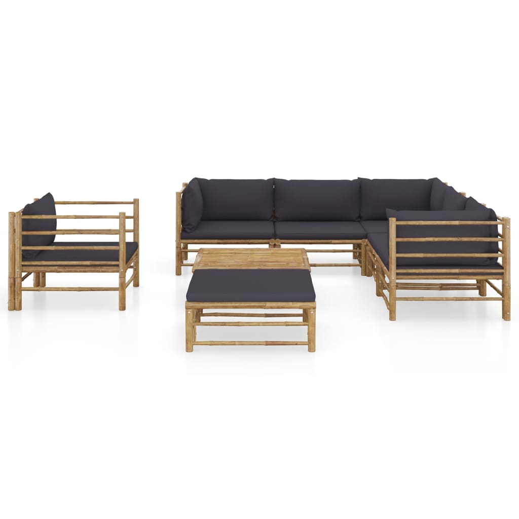 

vidaXL 8-delige Loungeset met donkergrijze kussens bamboe