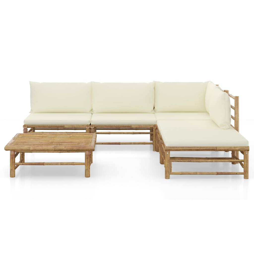 

vidaXL 6-delige Loungeset met crèmewitte kussens bamboe