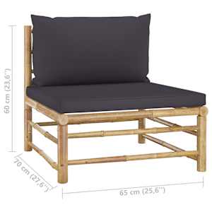 6dílná zahradní sedací souprava + tmavě šedé podušky bambus - obrázek 12
