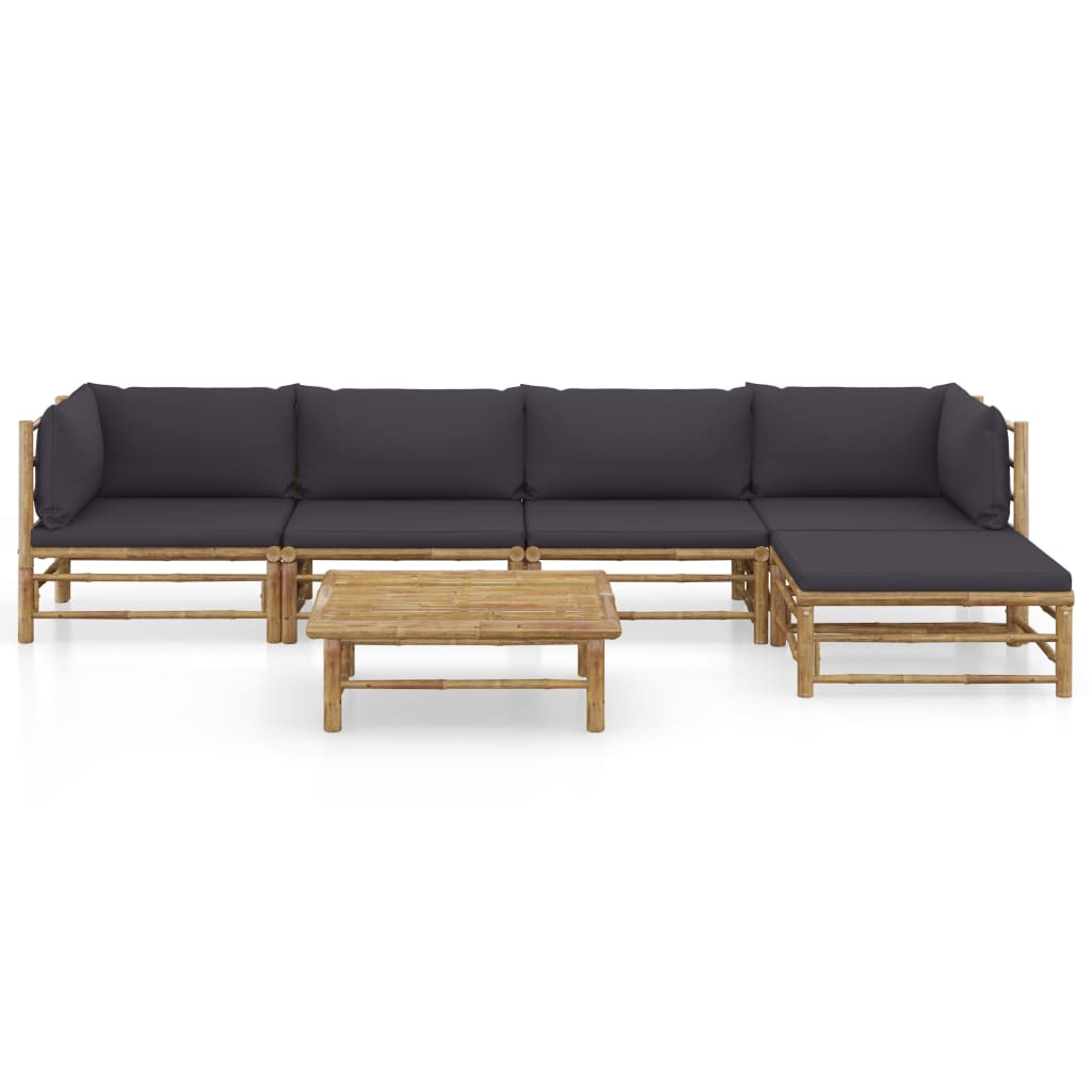

vidaXL 6-delige Loungeset met donkergrijze kussens bamboe