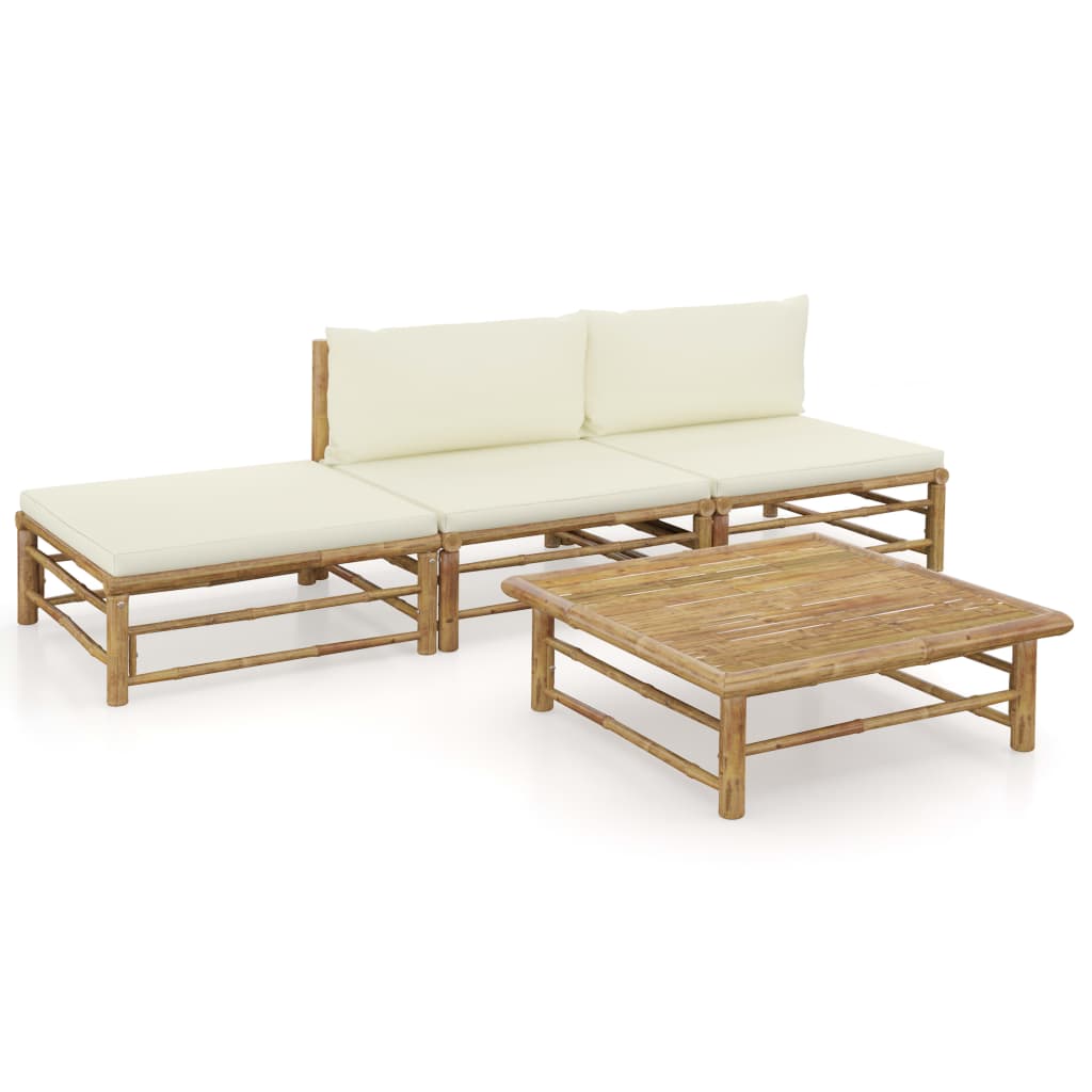 4dílná zahradní sedací souprava + krémově bílé podušky bambus