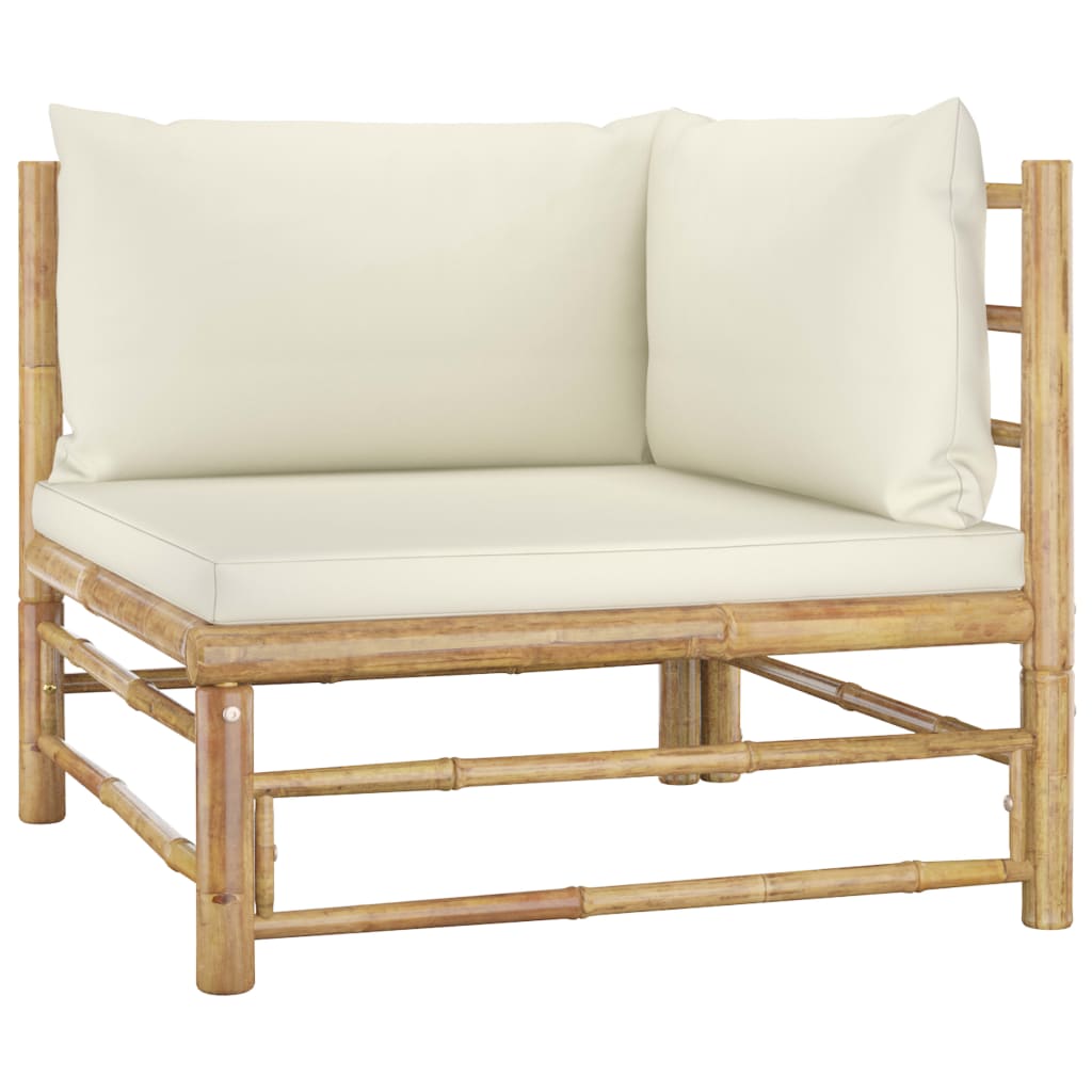 Thumbnail - vidaXL 3-tlg. Garten-Lounge-Set mit Cremeweißen Kissen Bambus