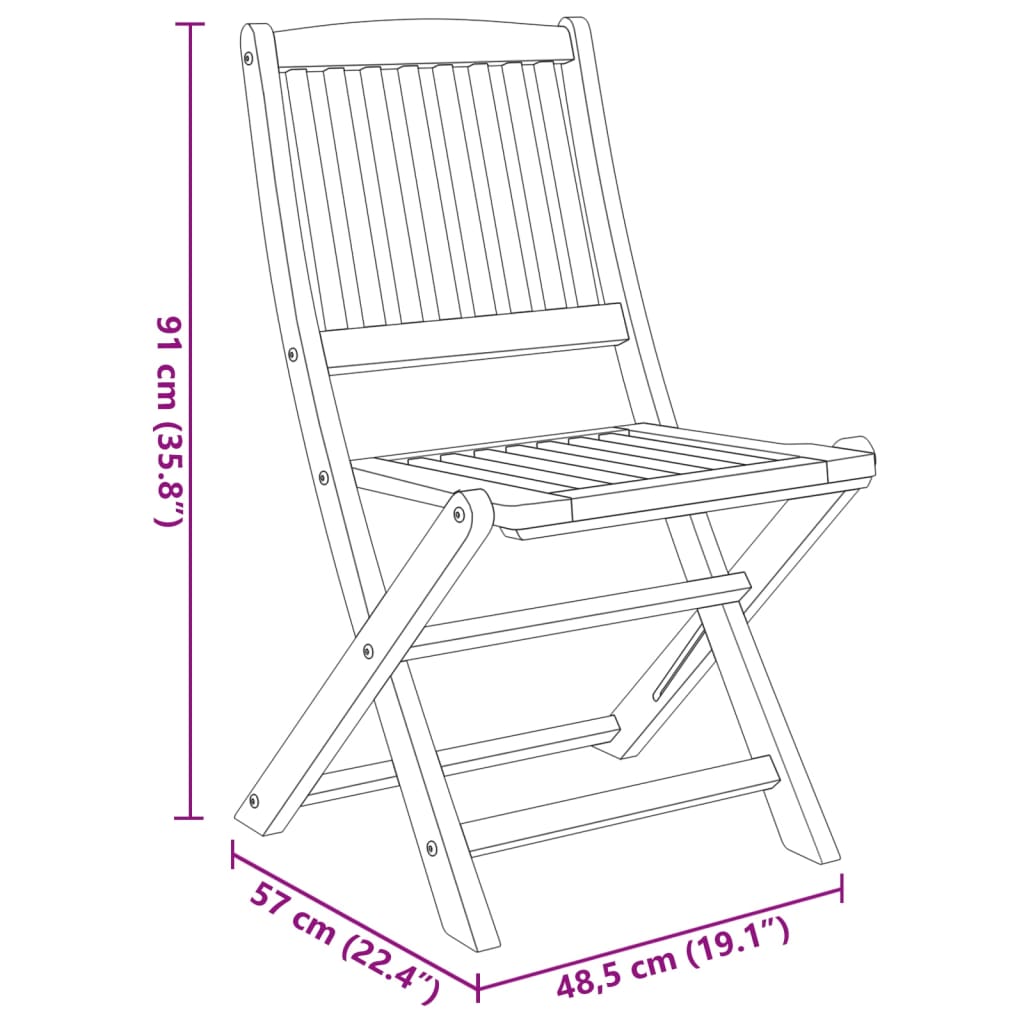 Zložljiva vrtna jedilna garnitura 3-delna trden akacijev les - slika 13