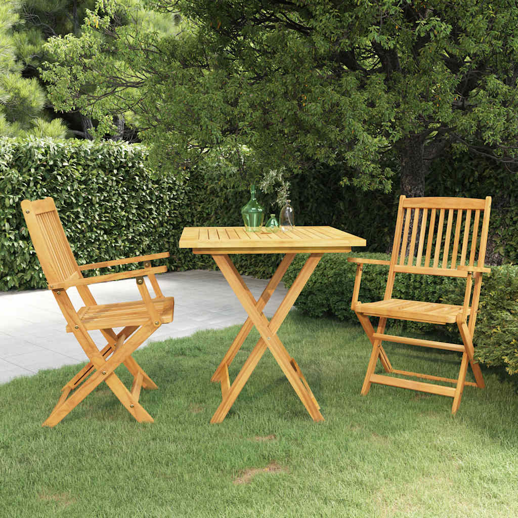 vidaXL Set mobilier grădină pliabil, 3 piese, lemn masiv acacia