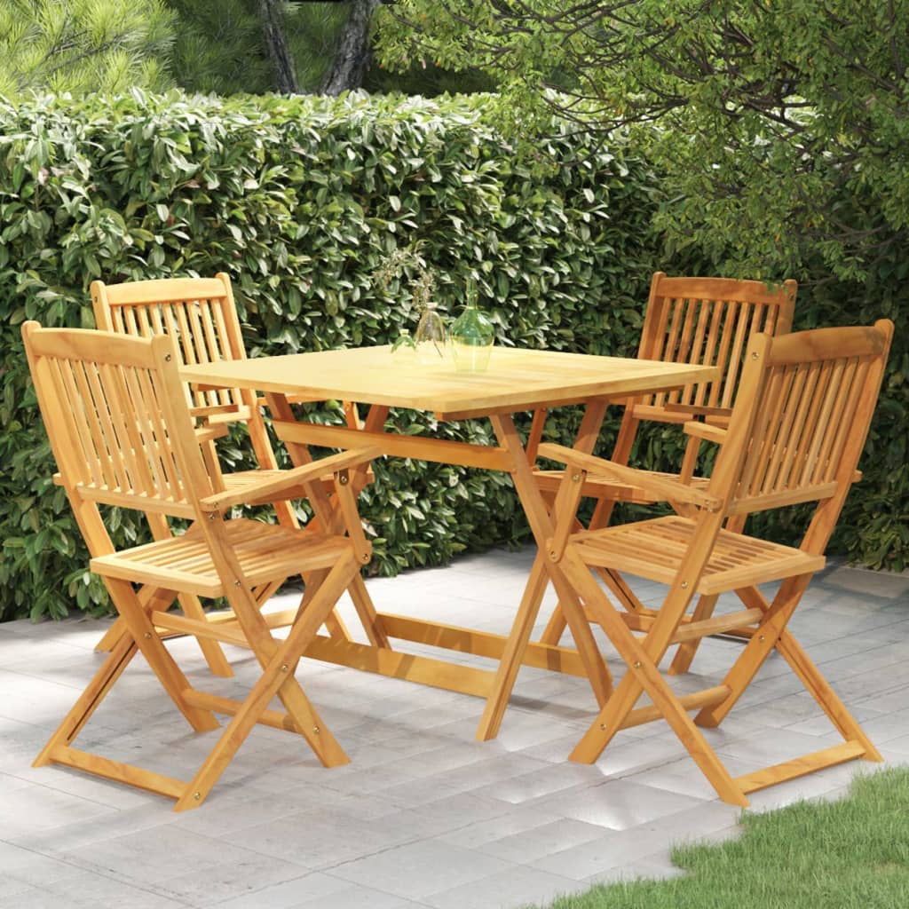 vidaXL Set mobilier grădină, pliabil, 5 piese, lemn masiv acacia