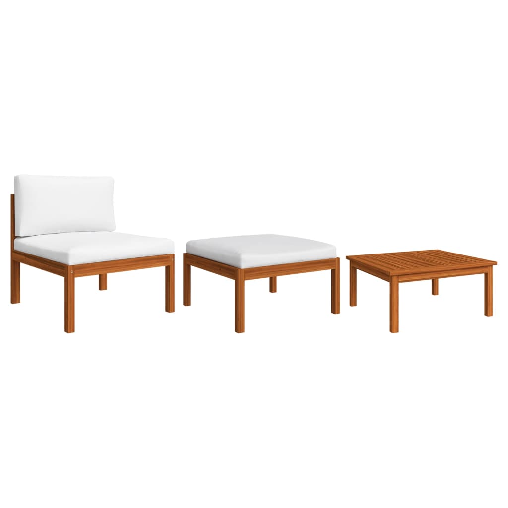 

vidaXL 3-delige Loungeset met kussens massief acaciahout