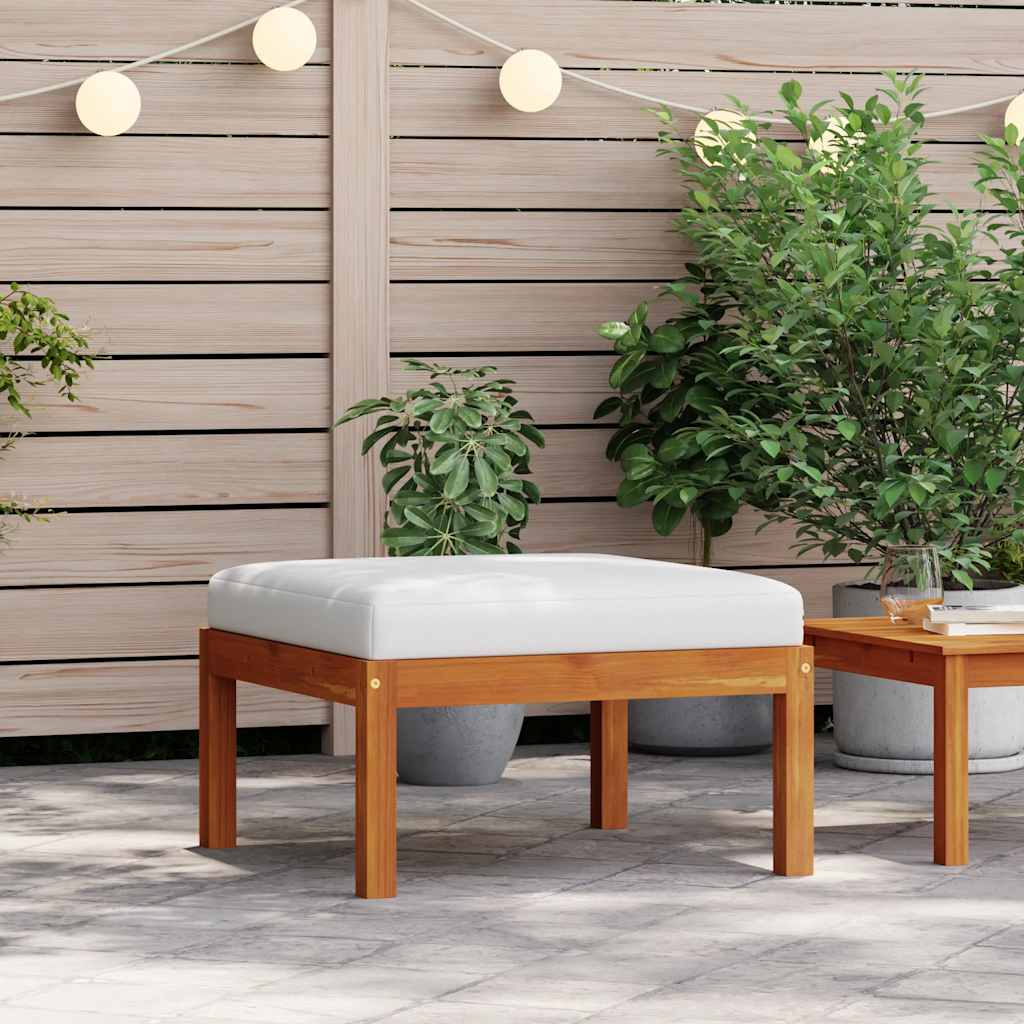 vidaXL Garten-Fußhocker mit Auflage Akazie Massivholz