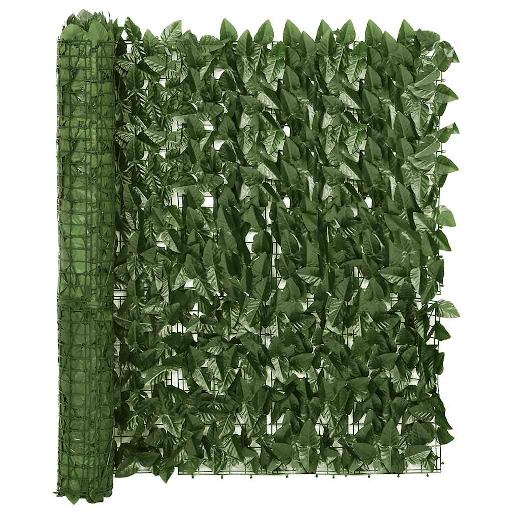 vidaXL Balkónová zástěna s tmavě zelenými listy 600 x 100 cm