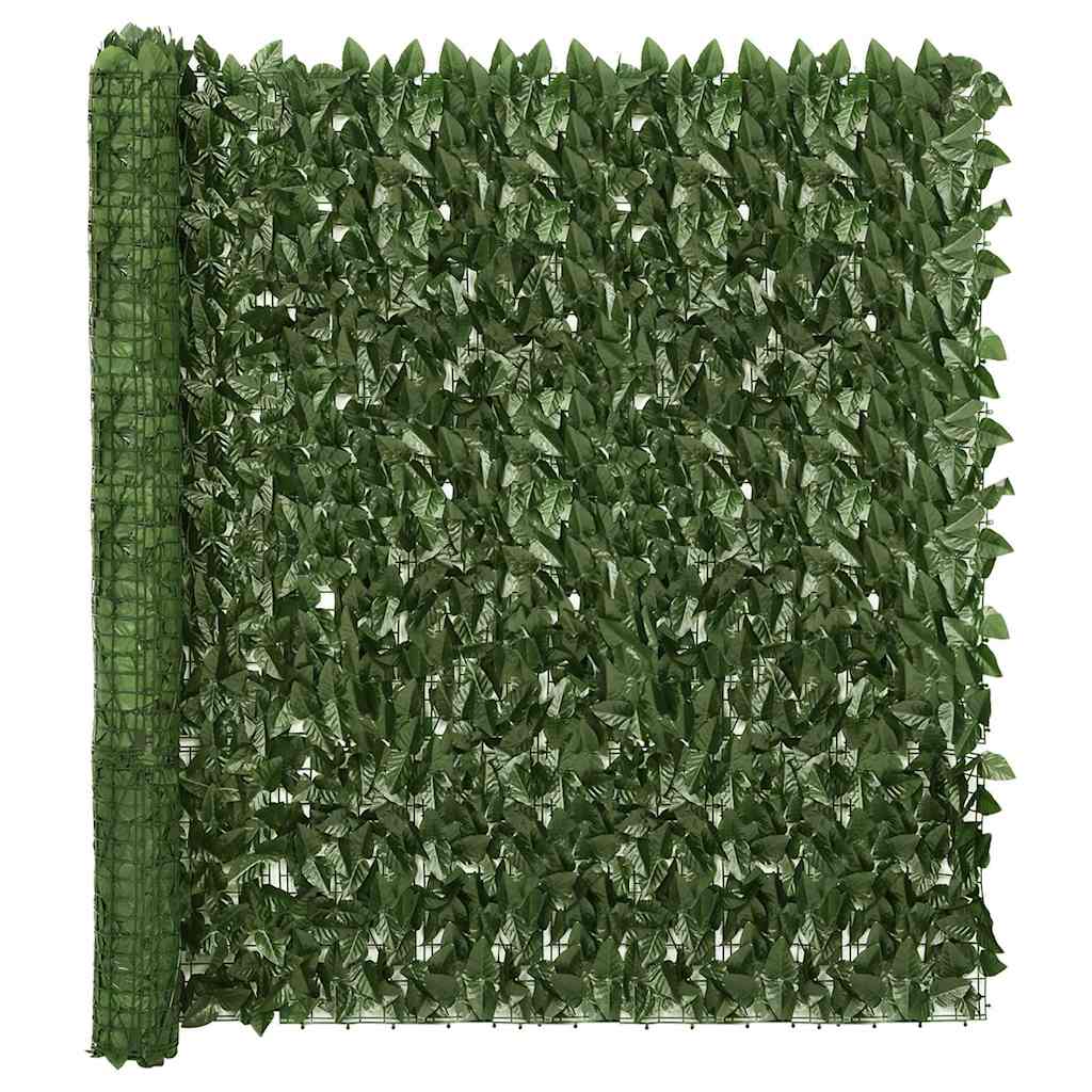 vidaXL Balkónová zástěna s tmavě zelenými listy 600 x 150 cm