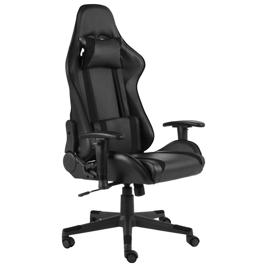 Fekete PVC forgó gamer szék 