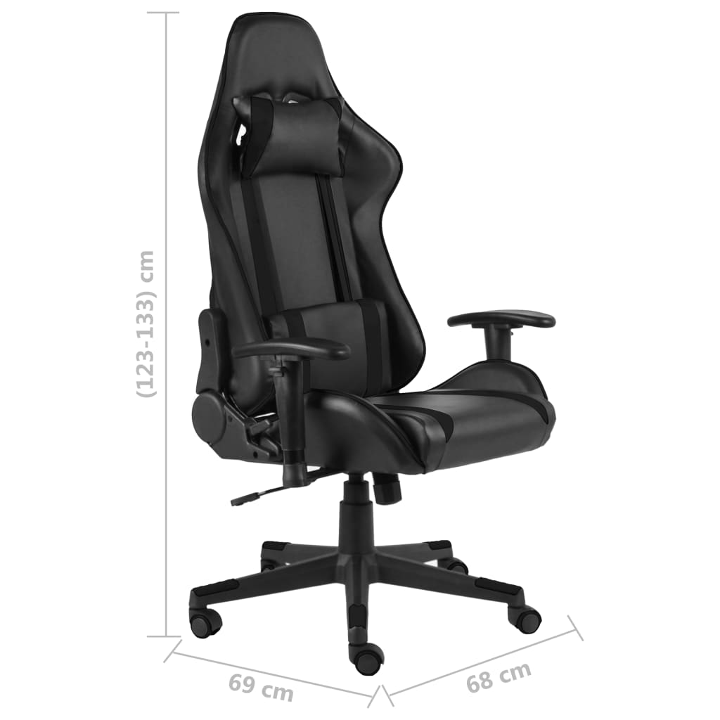 Fekete PVC forgó gamer szék 