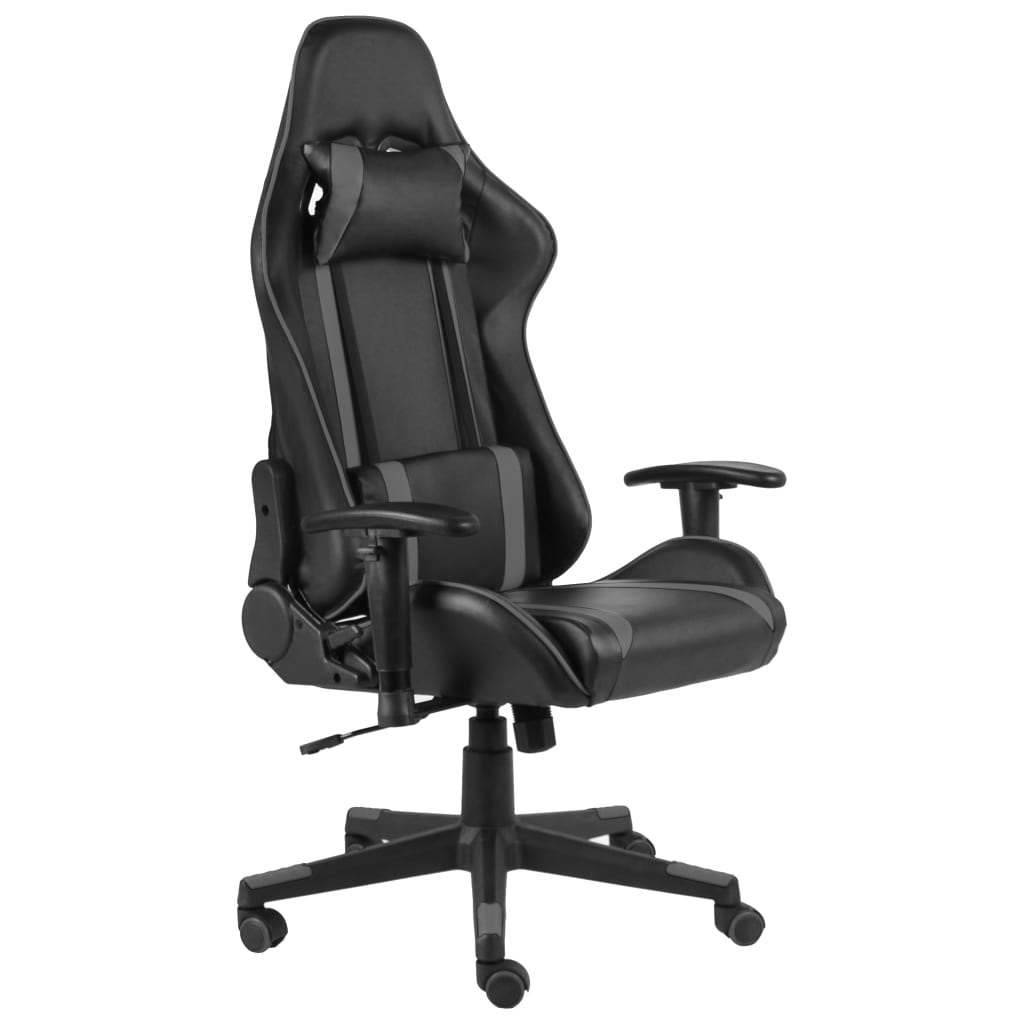 vidaXL Vrtljiv gaming stol siv PVC