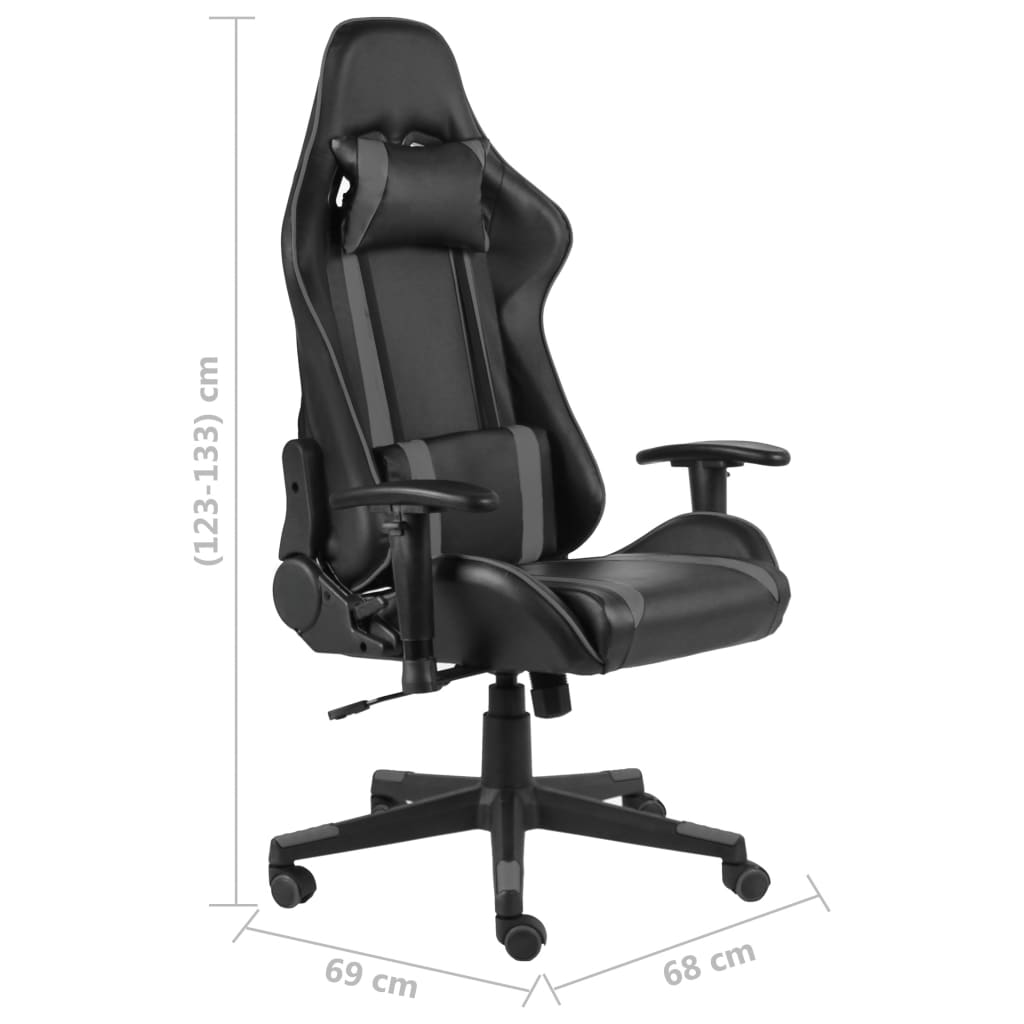 Szürke PVC forgó gamer szék 