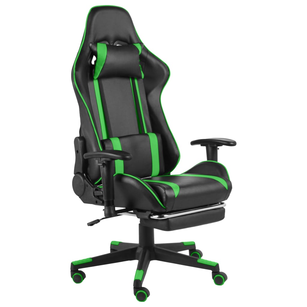 Petrashop  Otočná herní židle s podnožkou zelená PVC