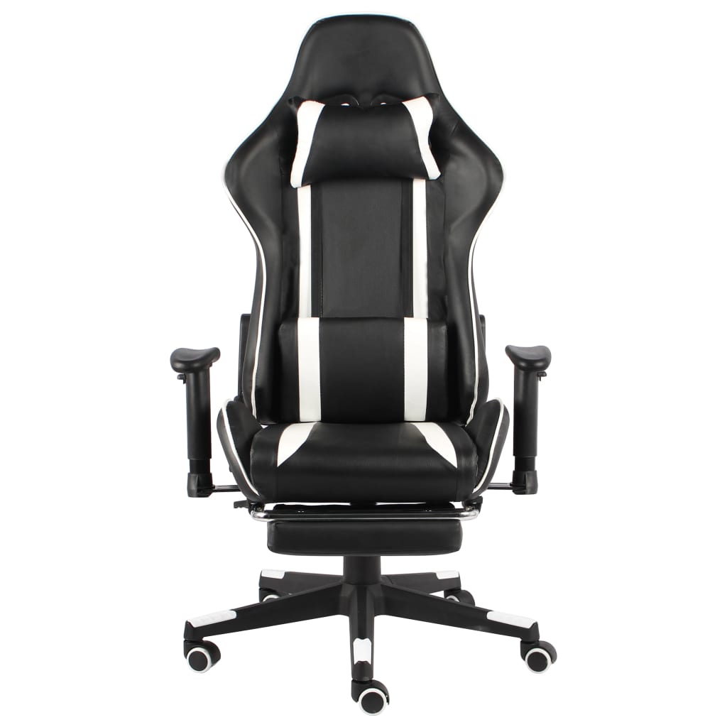 vidaXL Gaming-Stuhl mit Fußstütze Drehbar Weiß PVC
