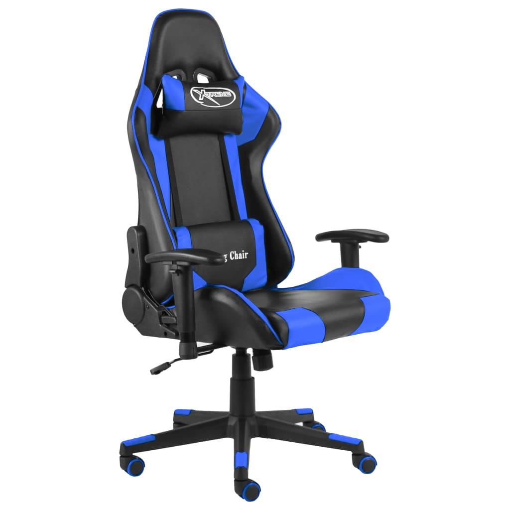 Otočná herní židle modrá PVC