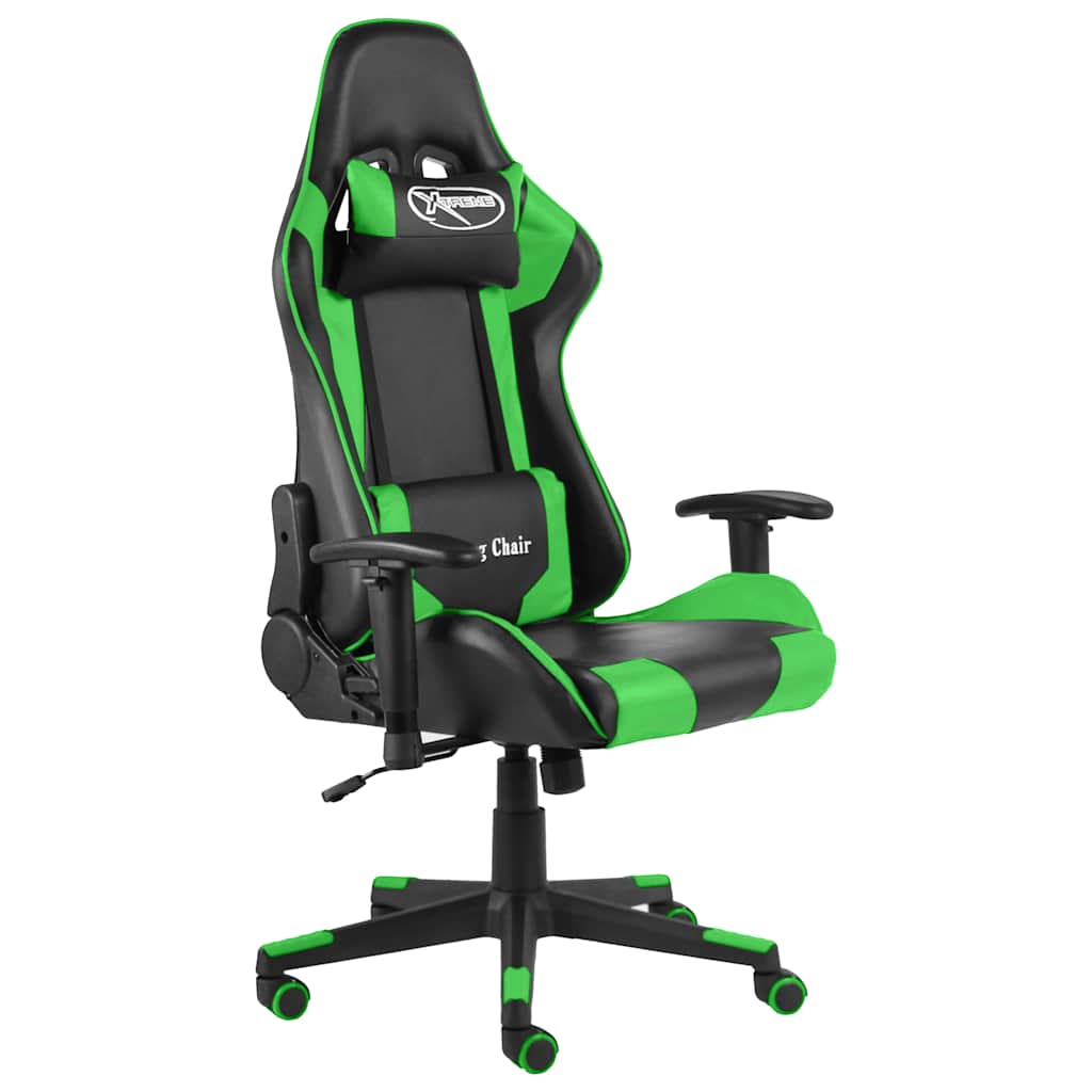 vidaXL Snurrbar gamingstol gr&ouml;n PVC
