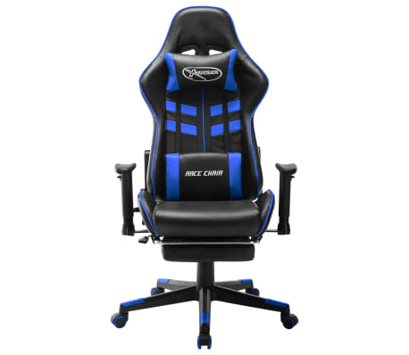 vidaXL Καρέκλα Gaming με Υποπόδιο Μαύρο / Μπλε από Συνθετικό Δέρμα