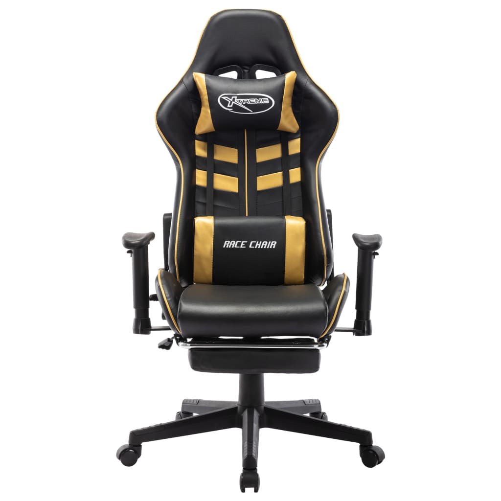 vidaXL fekete és aranyszínű műbőr gamer szék lábtámasszal