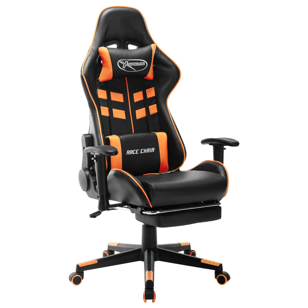 vidaXL Gaming-Stuhl mit Fußstütze Schwarz und Orange Kunstleder