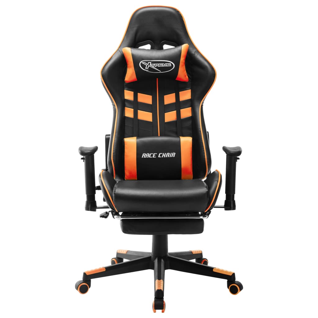 Vidaxl Scaun Gaming Cu Suport Picioare, Negru/oranj, Piele Ecologica