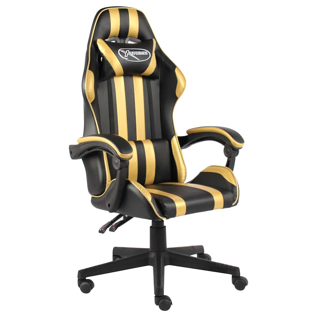 vidaXL Gamingstol svart och guld konstl&auml;der