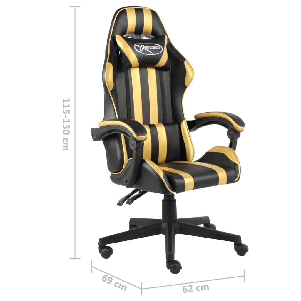 Žaidimų kėdė, juodos ir auksinės spalvos, dirbtinė oda | Stepinfit
