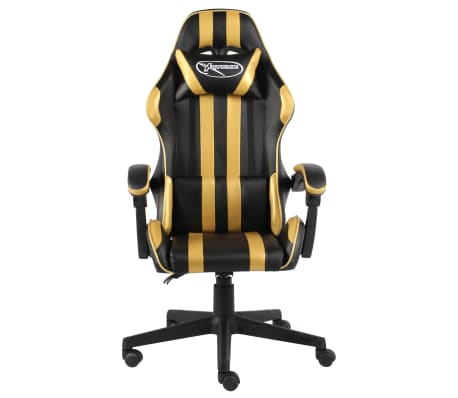 vidaXL Silla gaming de cuero sintético negro y dorado