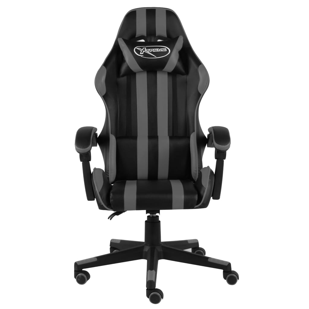 vidaXL biroja krēsls, melna un pelēka mākslīgā āda
