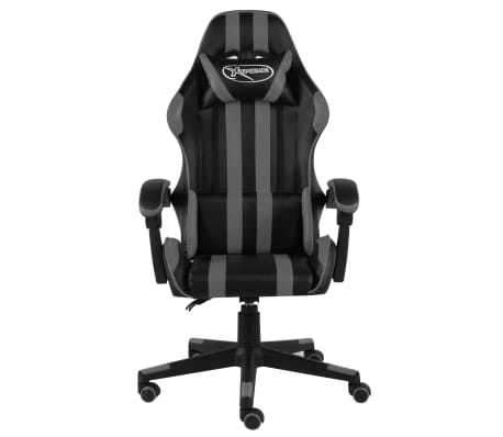 vidaXL Cadeira estilo corrida couro artificial preto e cinzento