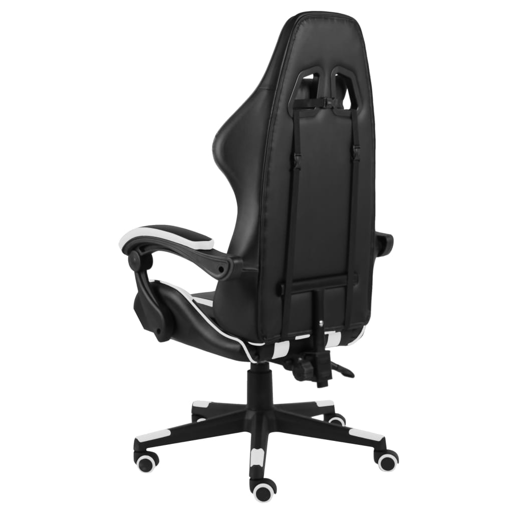 Žaidimų kėdė, juodos ir baltos spalvos, dirbtinė oda | Stepinfit