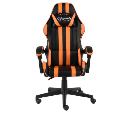 vidaXL biroja krēsls, melna un oranža mākslīgā āda