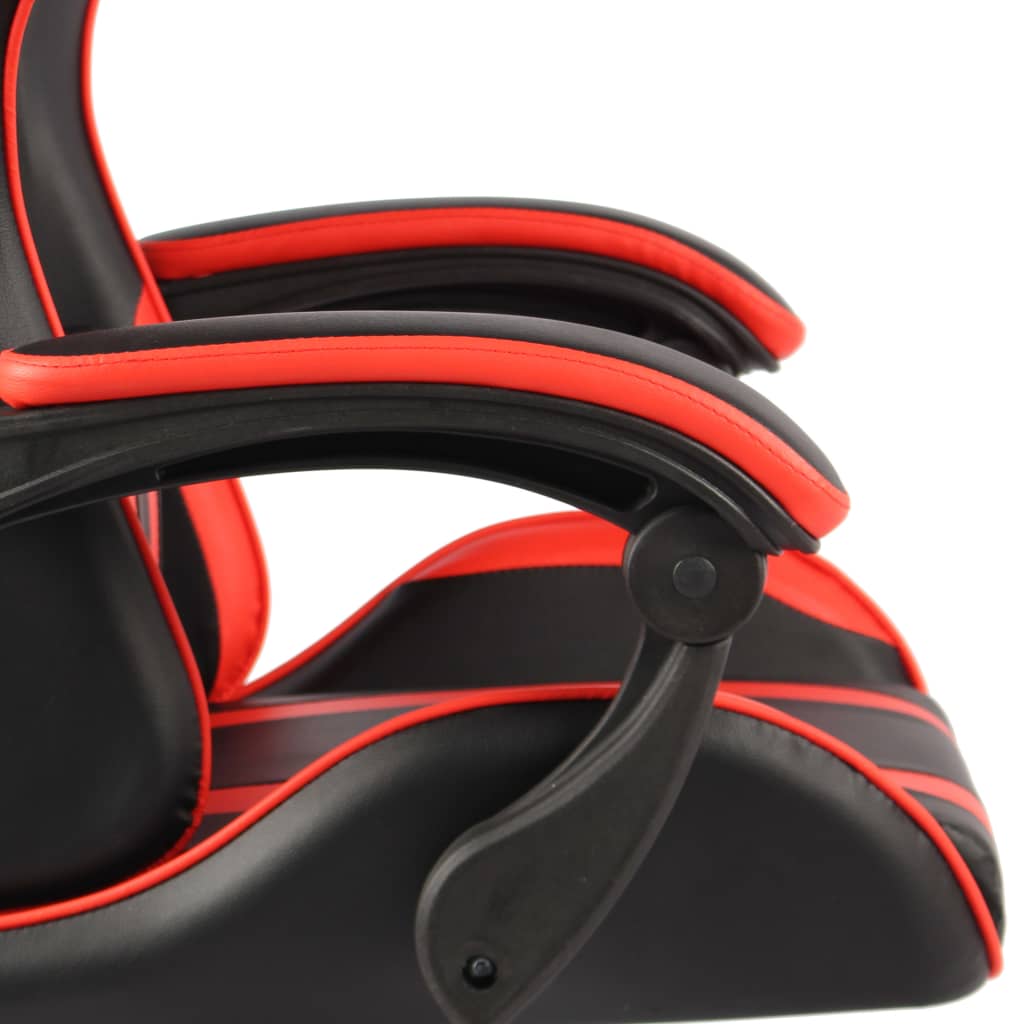  Herná stolička s opierkou na nohy čierna a červená umelá koža