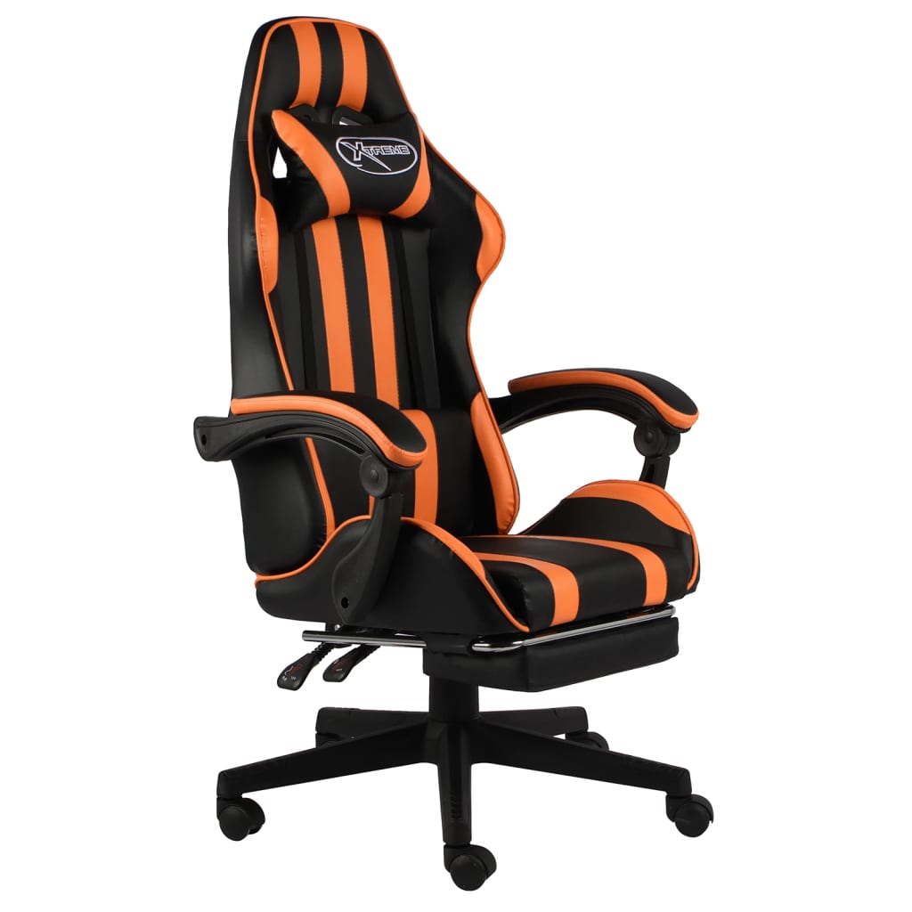 vidaXL Gaming-Stuhl mit Fußstütze Schwarz und Orange Kunstleder