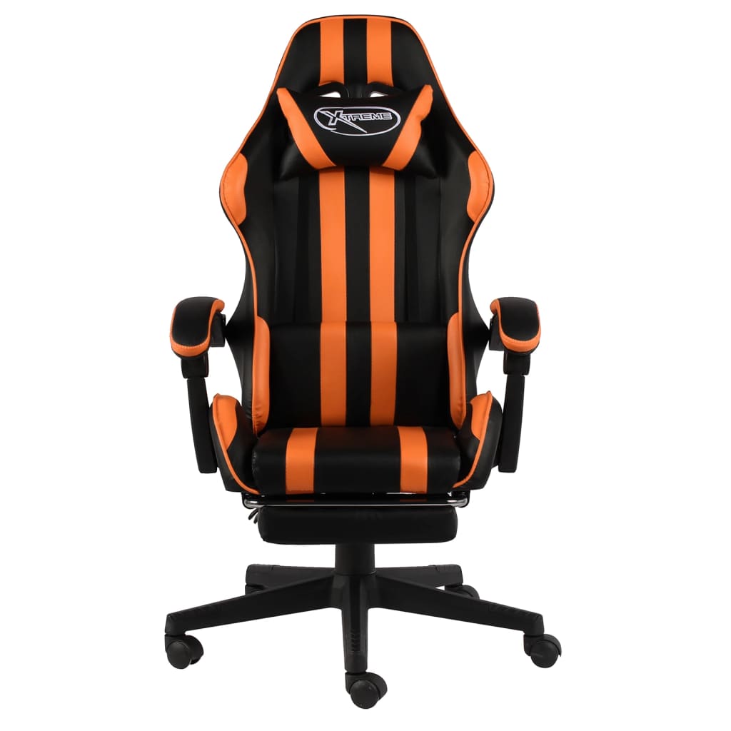 vidaXL Racestoel met voetensteun kunstleer zwart en oranje