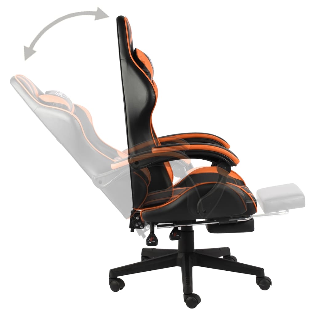 Igraća stolica s osloncem za noge crno-narančasta umjetna koža