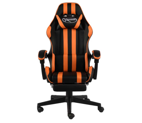 vidaXL Gaming-Stuhl mit Fußstütze Schwarz und Orange Kunstleder