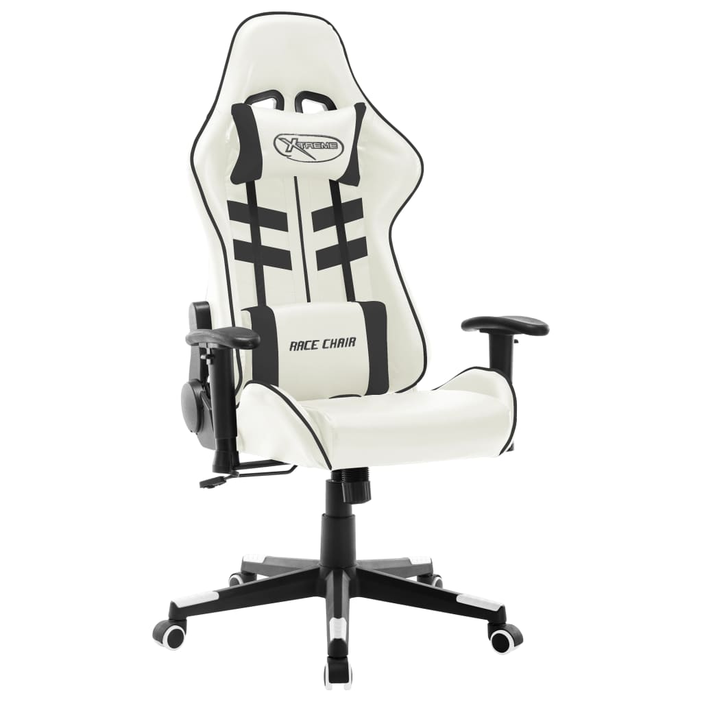 Gaming-Stuhl Weiß und Schwarz Kunstleder-1