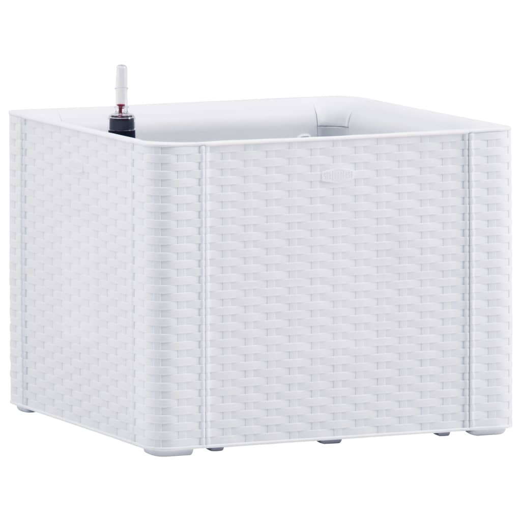 vidaXL Plantenbak hoog met zelfbewateringssysteem 43x43x33 cm wit