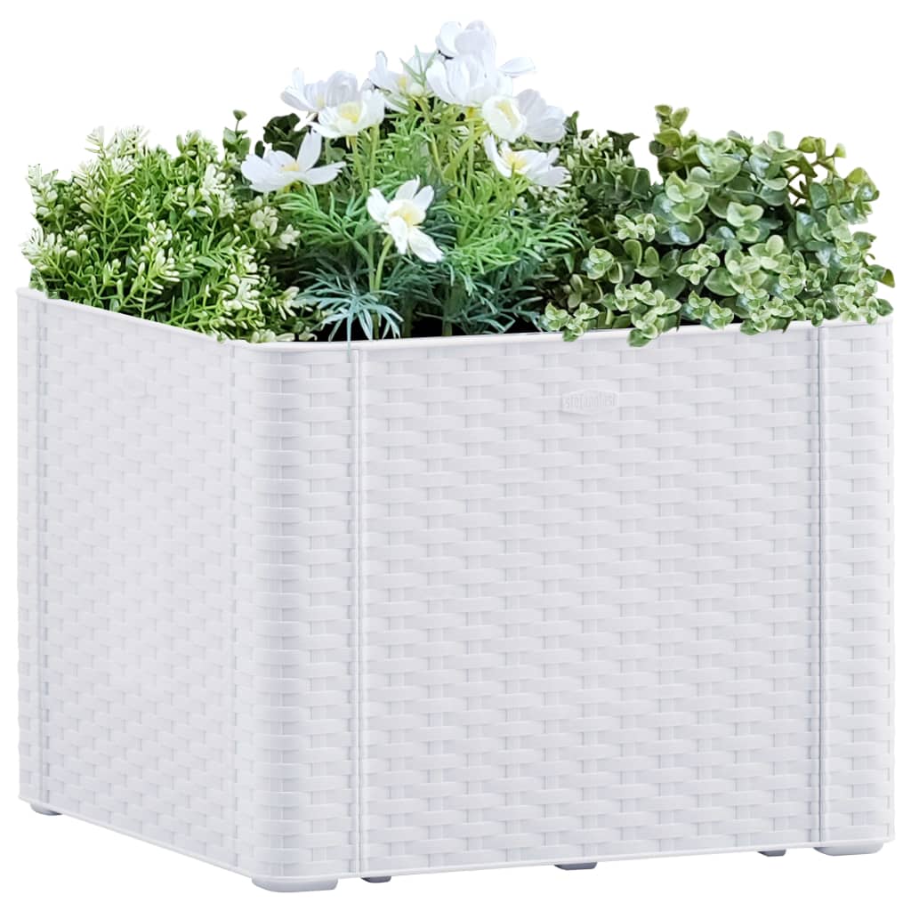 dārza puķu kaste, pašlaistīšanas sistēma, balta, 43x43x33 cm | Stepinfit.lv