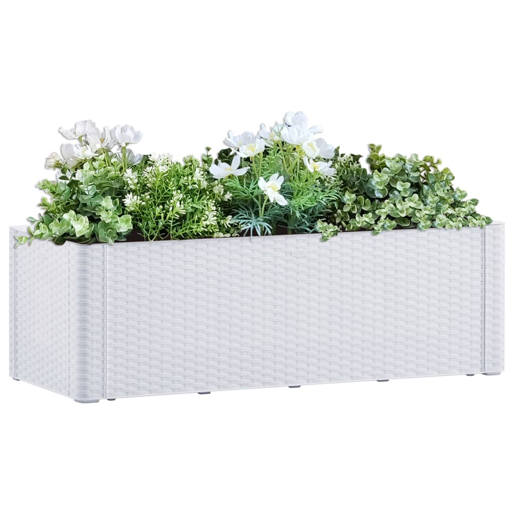 vidaXL Strat înălțat grădină cu sistem auto-udare, alb, 100x43x33 cm vidaXL