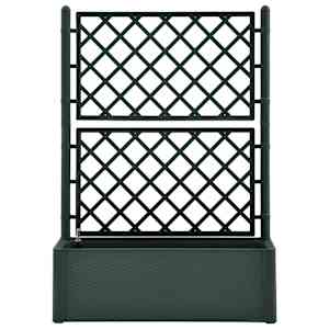 vidaXL Lovelis su treliažu ir savaiminio laistymo sistema, žalias