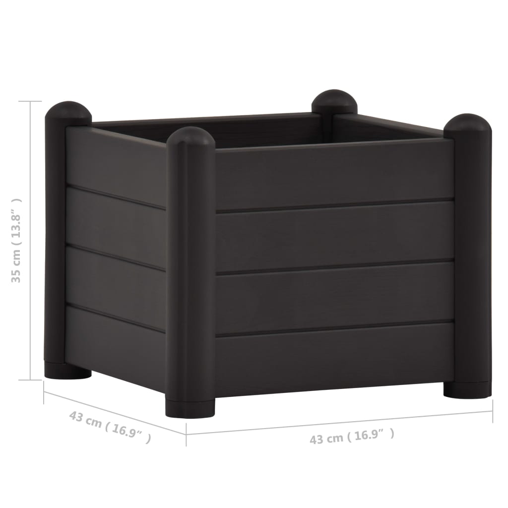 vidaXL Garden Raised Bed PP Anthracite 16.9x16.9x13.8