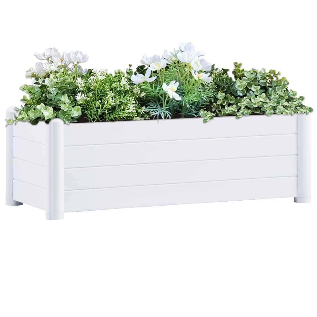 vidaXL Strat înălțat de grădină, alb, 100 x 43 x 35 cm, PP vidaXL